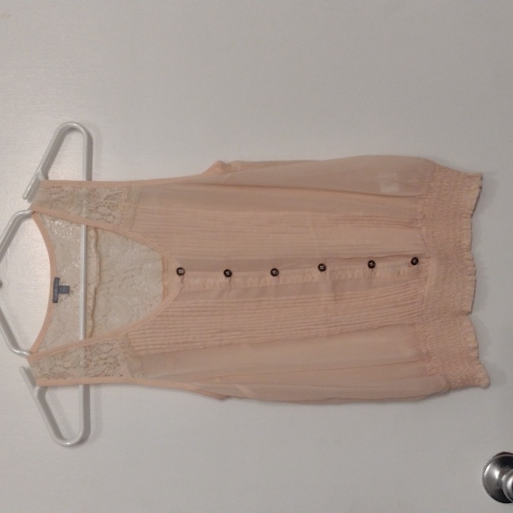 Beautiful NEW Charlotte Russe Peach Victorian Bohemian Blouse Size XS